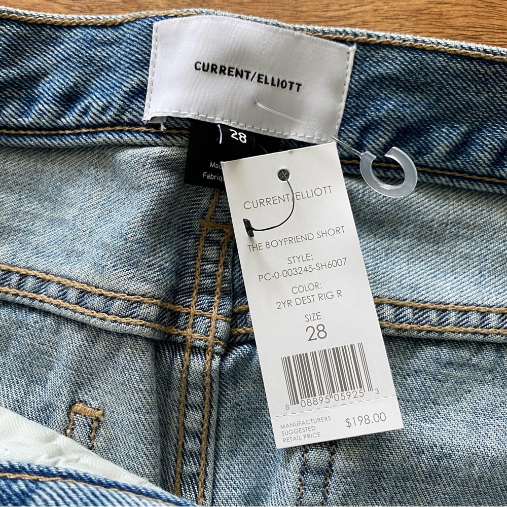 NEW Current Elliott The Boyfriend Short in 2 Year Destroy Rigid Indigo - 28 - Picture 15 of 16